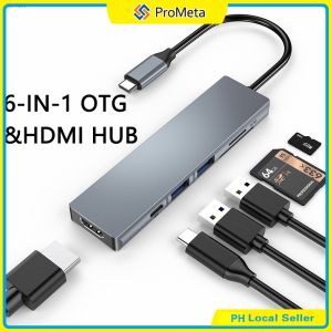 6 In 1 USB 3.0 Type-C Hub Adapter Docking Station HDMI TF SD Card Reader for Samsung Dell Splitter