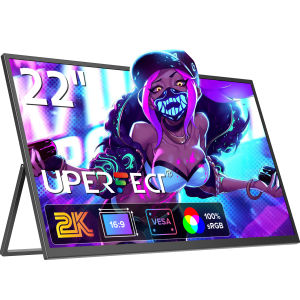 UPERFECT 22 inch 2K portable monitor 100% sRGB 178° full viewing angle IPS screen Daily travel office gaming Use at any time Multimedia display device