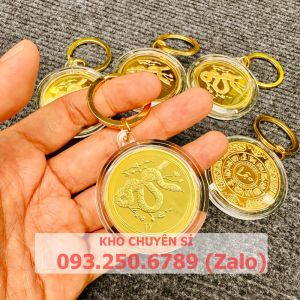 Móc Khóa 12 Con Giáp CON RẮN- TỴ Đồng Xu Phong Thủy May Mắn