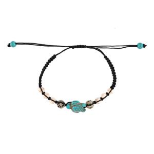Elastic Sea Turtles Bracelet Natural Turquoise Stones Stretchy Elastic Wristband Good Luck Accessory for Men and Women