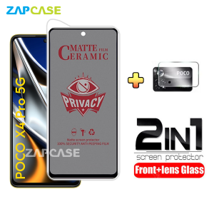 PAKET 2in1 Anti Gores Layar Privacy Xiaomi Poco X4 Pro 5G Free Tempered Glass Camera Lens