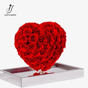 【Local Seller】3D Heart-Shaped Eternal Preserved Roses Gift for Her Birthday Anniversary Weddings Home Decor