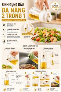 Bình Đựng Dầu 2 Trong 1 Tiện Lợi | Bình Xịt Dầu Ăn Phun Sương Lọ Đựng Dầu Nhà Bếp Xinh Gọn