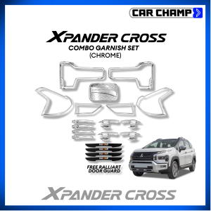 ⁠Mitsubishi Xpander Cross 2023 to 2027 Matte Black / Chrome Garnish Combo Set Cover Thailand Quality W/ FREE DOOR GUARD