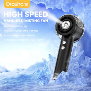 Orashare HFM01 High Speed Handheld Mist fan 4000mAh Rechargeable Fan 4 Wind Speeds Portable Fan with Humidification