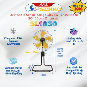 [HỎA TỐC] Senko Quạt sàn lỡ SL1830 - Công suất 75W - Hàng chính hãng