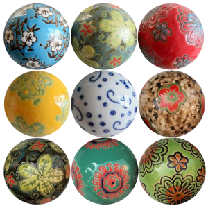 3PCS Ceramic Floating Balls Aquariums Ornament Home Decors For Coffee Table Water Garden Pottery Art Pattern Assorted