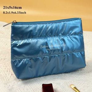 DORADO Large Capacity Makeup Bag Shiny Fluffy Zipper Pouch Toiletries Skincare Storage Bag  Quilted Puffer Beauty Pouch Bag Women