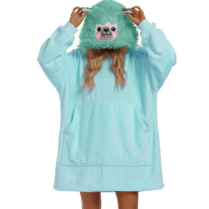 ฮู้ดการ์ตูนปักสัตว์ เสื้อสวมหัวหลวมสบาย กระเป๋าใหญ่ สีพื้น เสื้อคู่ ชุดนอนสบาย