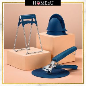 Hot Plate Clip Stainless Steel Silicone Mat Gripper Clips Set Anti-Scalding Heat Resistant Tool Home2u 6pcs set