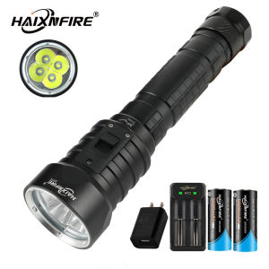 HaixnFire DV74ดำน้ำไฟฉาย10000 Lumens IPX8กันน้ำไฟฉาย4ชิ้น LED ความสว่างสูงดำน้ำลึก200เมตรไฟใต้น้ำ