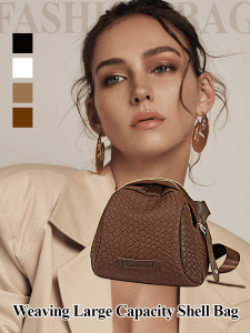 Women Fashionable Weaving Large Capacity Shell Bag Soft Shoulder Bag Waterproof Handbag Crossbody Bag