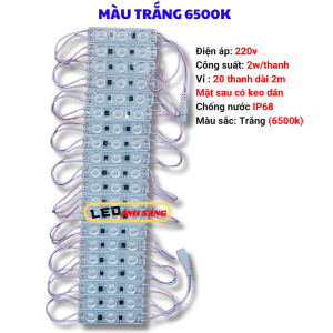 Combo 5 Vỉ LED Module Hắt 3 Bóng 220V IP68 - Không Cần Nguồn - LED Biển Quảng Cáo Trắng/Vàng Nắng
