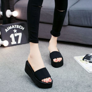 [Free Shipping] WomenS Summer High-Heeled Sandals Thick-Soled Wedge Mid-Heel Beach Foam-Soled Slippers New Fashionable Student Outdoor Wear