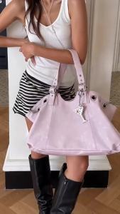 CGCBAG Lage Capacity Womens y2k Shoulder Bag Rivet Luxury Designers Tote Bags Fashion Simple Commuting Female Handbags2026