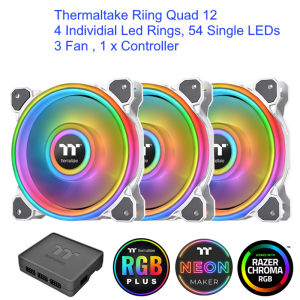 Thermaltake Riing Quad 12 RGB Radiator Fan TT Premium Edition 3 Fan Pack (Controller included)