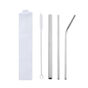 4pcs/set Sedotan Stainless Steel / Sedotan Stainless Lurus / Sedotan Minum Bengkok