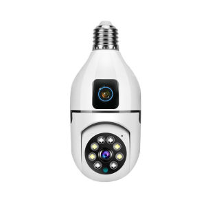 XM Kamera CCTV v380pro CCTV Kamera Lampu Bolham Dual Lens 1080P HD Camera Waterproof 360 Degree Panoramic Surveillance dengan audio dan speaker wireless