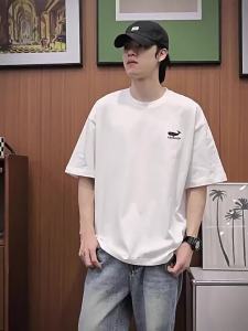 New summer design with niche cartoon prints heavyweight short-sleeve mens trendy brand fashion t Five-quarter sleeve shirt