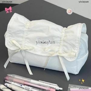 [COD] yixiayun Cute Bow Pencil Bags Student Pen Pouch Large-Capacity Stationery Storage Bag Pencil Case Supplies