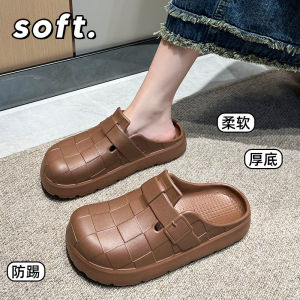 Free Shipping New Soft-Soled EVA Non-Slip Outdoor WomenS Closed-Toe Half Slippers Casual Solid-Color Flat Sandals