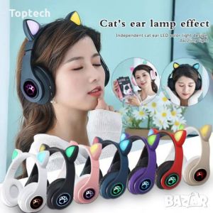 Bluetooth 5.0 LED Light Cat Ears Headphone Headset Wireless Earphone Stereo Bass Headphones HIFI TF SD Card 3.5mm Microphone