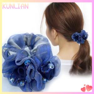 [KUNLIAN] ยางรัดผมเชือกมัดผมดอกไม้สำหรับผู้หญิงที่สง่างามหางม้ายางยืดมัดผมสำหรับผู้หญิง