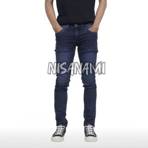 Celana Jeans Pria Panjang Dewasa Slimfit Bahan Melar Hitam Biru Tua Biru Muda Skinny