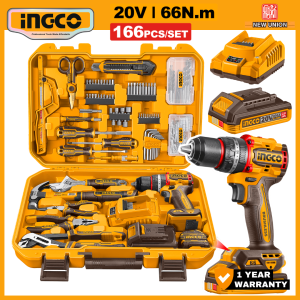INGCO 20V 66NM CORDLESS IMPACT DRILL SET | 166 ACCESSORIES | HKTHP41662