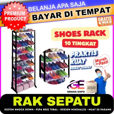 [COD] Rak Sepatu Amazing Shoes Rack ~ 10 Tingkat Praktis Minimalis TOP Selling Bisa Muat 30 Pasang Material Besi Tebal dan Kokoh Organiser Shoe Laz COD Bisa Bayar di Tempat Sasa Mall