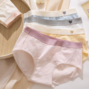 RUNENBAOLUO Class A Pure Cotton Womens Underwear Pure Cotton 7A Antibacterial Crotch Mid-Waist Breathable Girl Briefs