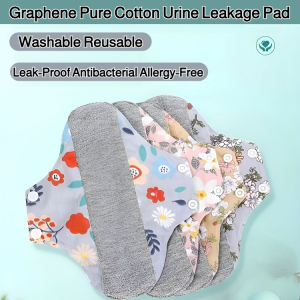 Graphene Pure Cotton Urine Leakage Pad Ultra-Thin Breathable Washable Sanitary Pads Elderly and Postpartum Incontinence Pad Reusable