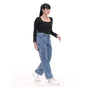 Highwaist Celana Cargo Jeans Kulot Loose Jeans HW Kulot Jeans Cargo Panjang Tebal Terlaris