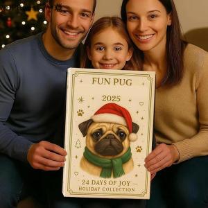 WP💓💛💖 Pug Advent Calendar 2025 24 Days Christmas Advent Calendar With Cute Pug Dog Hanging Ornaments Holiday Gift For Dog Lovers