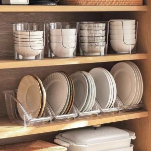 Bowl Organizer PET Storage Rack From the Kitchen Plate Pot Lid Bowls Stand Tableware Drainer Organizer Cabinet Storage Shelf