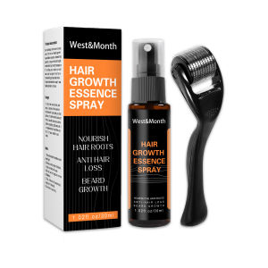 West Month Hair Growth Spray Herbal Hair Growth Essence Spray Set Hair Loss Treatment Conditioner Nourishing Beard Hair Oil Spray With Roller Hair care With Roller Set Anti Hair Loss Nourishing Hair Serum Promote Beard Hair Growth Enhancer