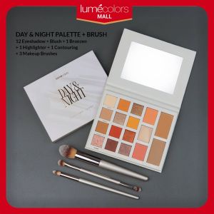 Lumecolors Eyeshadow Palette Day and Night Bronzer Conturing + Brush 5 IN 1