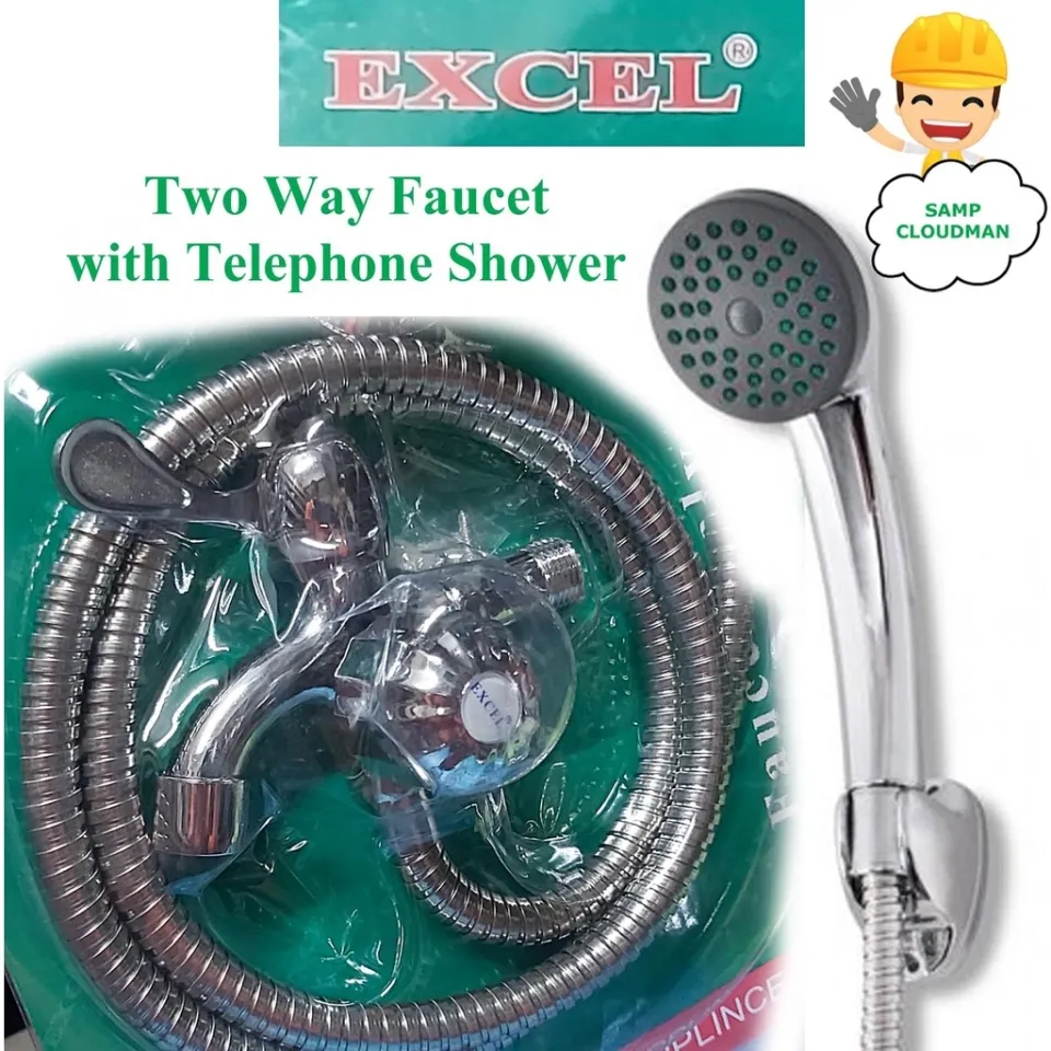 Excel Telephone Shower set with Two Way Faucet Chrome or Stainless 2 Way  faucets water taps | Lazada PH