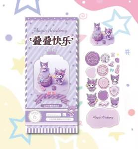 3D Cute Sanrio Kuromi Crystal Stickers Solid Embossed Stacking Student Cartoon Handmade Decoration Creative Overlay Puffy Stickers