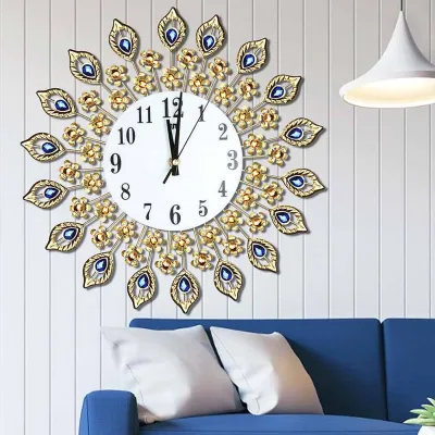 Jam Dinding Motif Bunga Bulat Quartz Clock Retro European 38CM