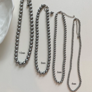 Thủ công màu xám bạc Vòng cổ ngọc trai độc đáo màu xám bạc ngọc trai vòng cổ đính cườm phụ kiện Crafted cho phụ nữ hiện đại