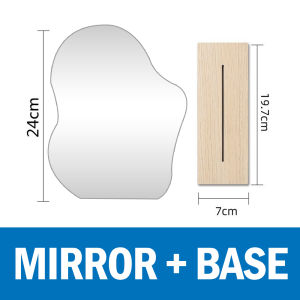 AKIRO HOME Desk Makeup Mirror Beauty Acrylic Mirror Home Room Creative Decor Mirror Ins Mirror Table Decoration Mirror Handheld Wooden Base Mirror Cermin 镜子