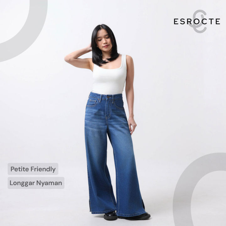 ESROCTE Mayra Pants Celana Baggy Jeans dengan Side Slit High