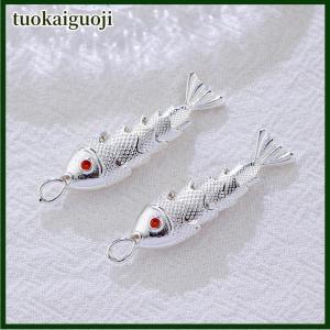 tuokaiguoji Trung Quốc Phong Cách Kim Loại Cá Hình Charms Pave Red Zircon Mặt Dây Chuyền Cho Tự Làm Vòng Cổ Vòng Tay Bông Tai Đồ Trang Sức Làm Phụ Kiện