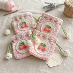 EasyB | 2pcs Sweet Crochet Mini Floral Pouch Set Birthday Christmas Gift