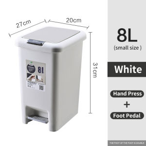 JFS 8/10/15/20/25/30L Foot Pedal Trash Can With Cover Waterproof Garbage Bin for Kitchen Bathroom Home