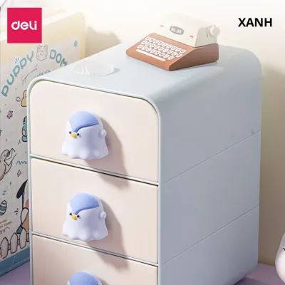 Hộp Đựng Đồ Obakenu Family 3 Tầng Deli - Tủ Mini Ngăn Kéo Để Bàn Học Bàn Làm Việc Siêu Dễ Thương Tiện Lợi Kèm Sticker