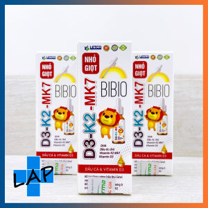 D3 K2 MK7 nhỏ giọt BIBIO – Bổ sung vitamin D3 DHA hỗ trợ giảm còi xương cho bé.