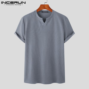 Medussa incerun đồng bằng t Áo sơ mi cho người đàn ông hàng ngày nam đơn giản T-Shirts tay ngắn rắn V cổ TEE hàng đầu (Phong cách Hàn Quốc)