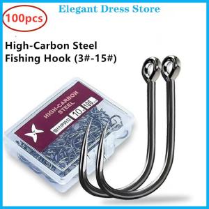 [K&P Elegant]👗👗 1 Box High Carbon Steel Circle Fishing Hooks Freshwater Fishhook Hole Strong Carp Fish Tackle High Quality